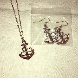 Anchor Necklace and Earring Set